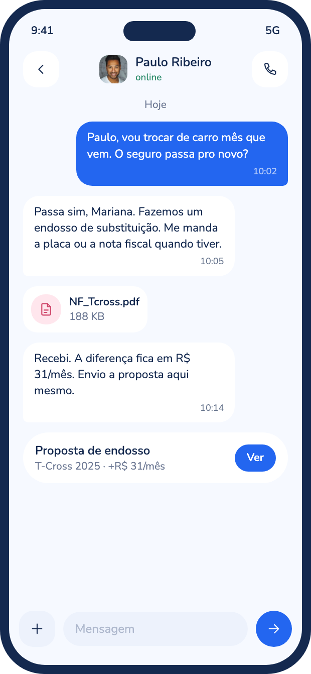 Conversa do cliente com o corretor
