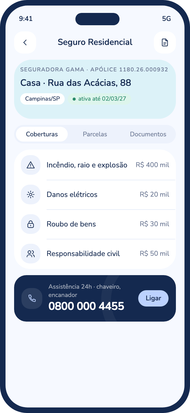 Detalhe da apólice residencial