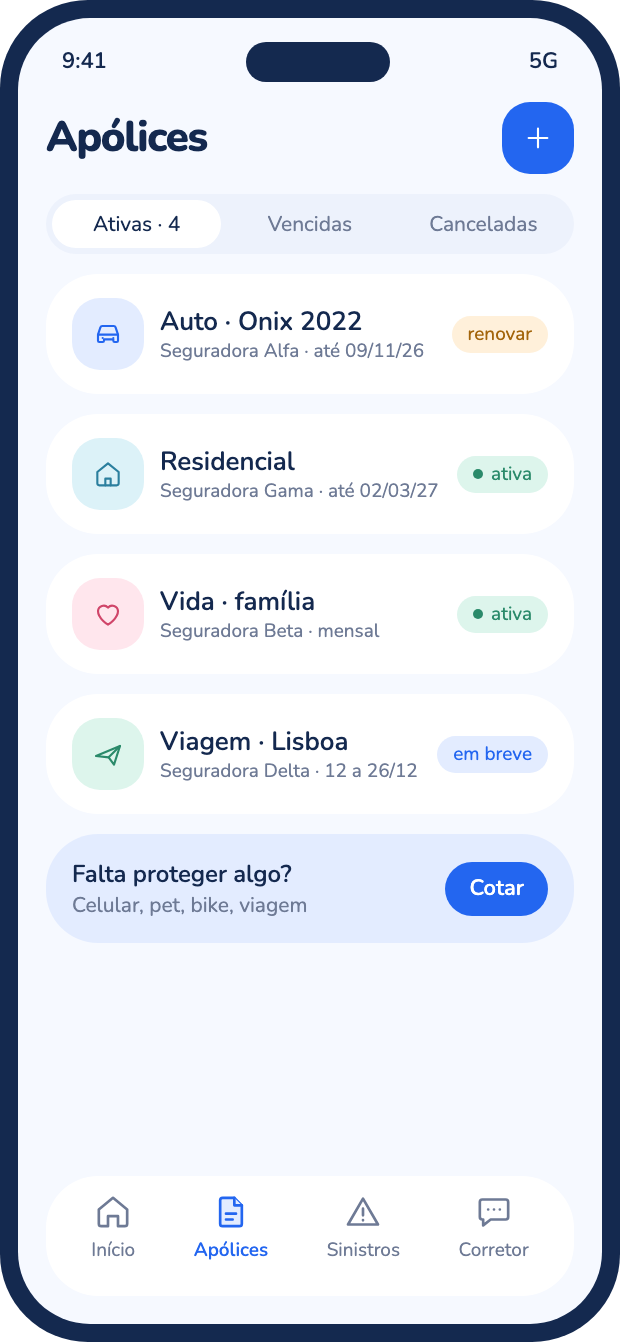 Lista de apólices do cliente